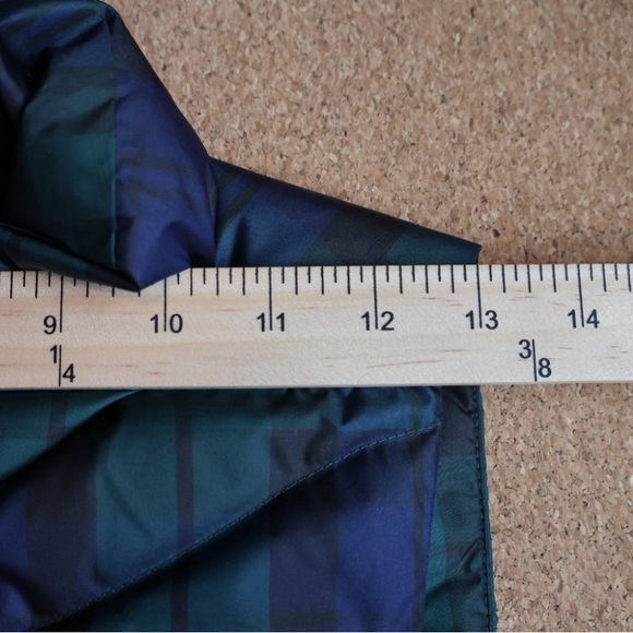 Lands’ End Puffer Vest Cozy Full Zip Snap Pockets Blue Green Plaid Check Size XS - Picture 15 of 15